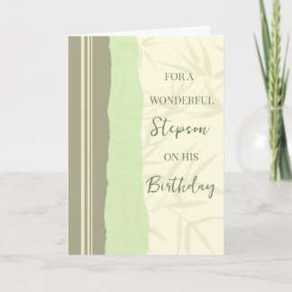 Carte Sage Green et Beige Stepson Anniversaire