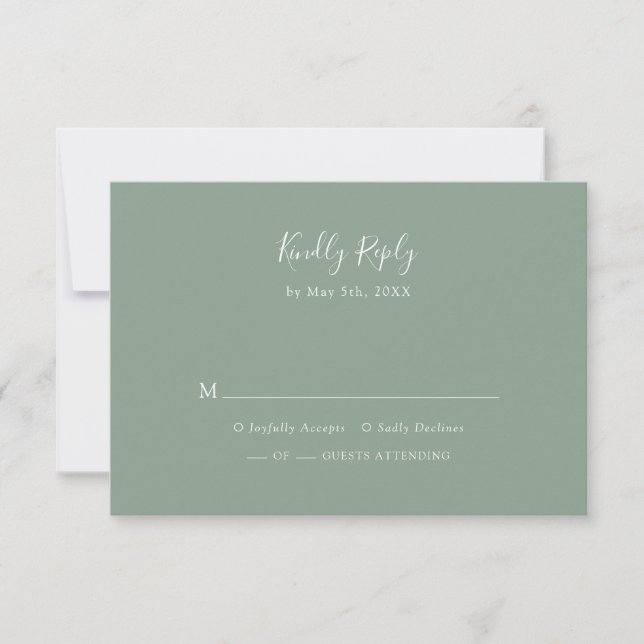 Carte Sage Green RSVP (Devant)