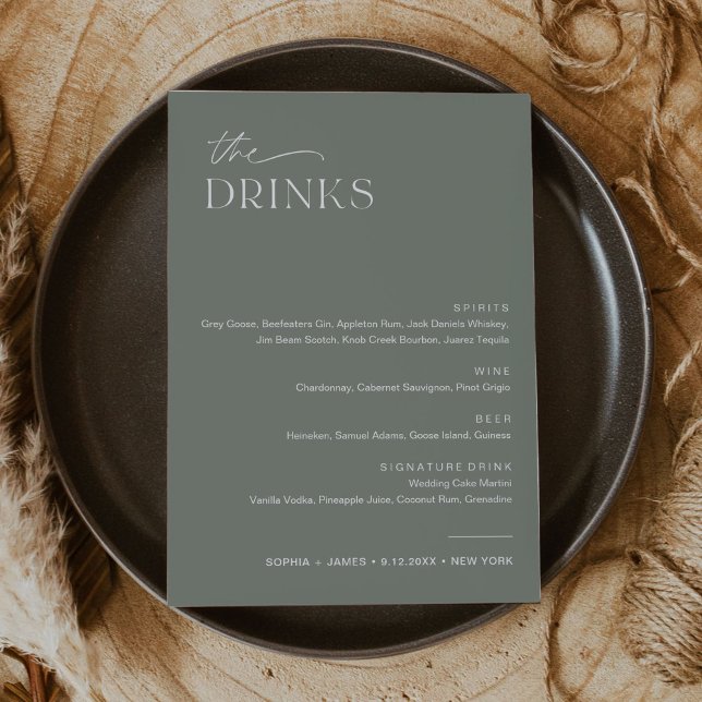 Carte SAGE Mariage Drink Bar Menu 5x7 (Créateur téléchargé)