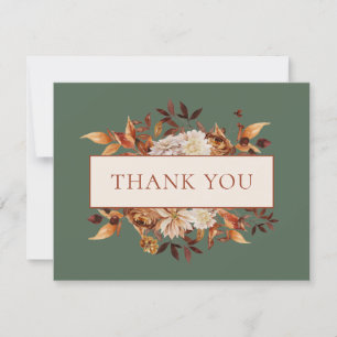 Carte Sage Vert Automne Feuilles De Terracotta Floral Me