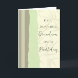 Carte Sage Vert et Beige Grandson Anniversaire<br><div class="desc">Carte d'anniversaire pour petit-fils avec design moderne et simple sauge vert et beige et vers réfléchi.</div>
