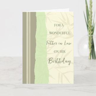 Carte Sage Vert et Beige Père en droit Anniversaire