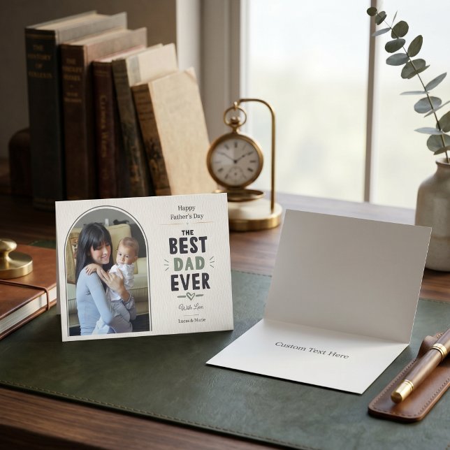 Carte Sage Vert Meilleur Papa de Tous les Temps Collage  (Sage Green Best Dad Ever Father's Day Photo Collage Card)