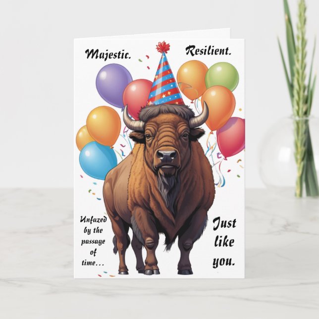 Carte Sagesse d'Anniversaire du bison stoïque (Devant)