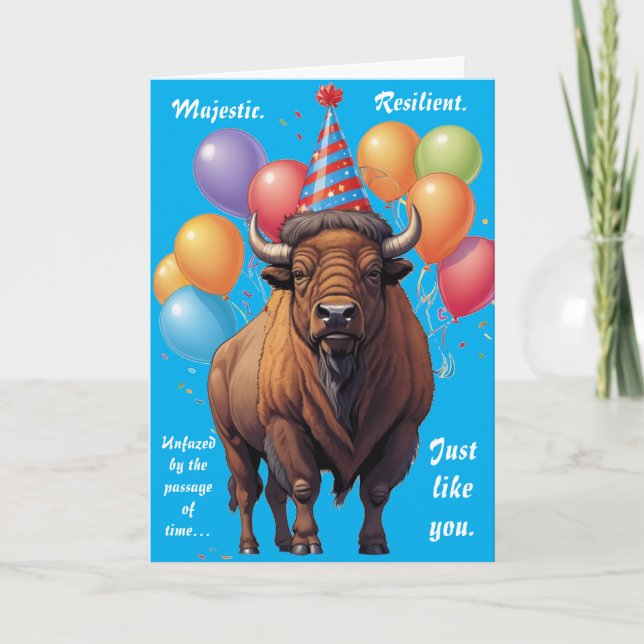 Carte Sagesse d'Anniversaire du bison stoïque (Devant)