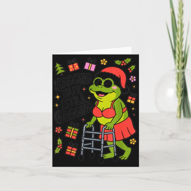 Carte Sagging But Still Gagging Funny Christmas Frog Hol (Devant)