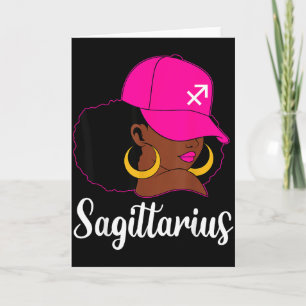 Carte Sagittaire Fille Noire Casquette Rose Anniversaire