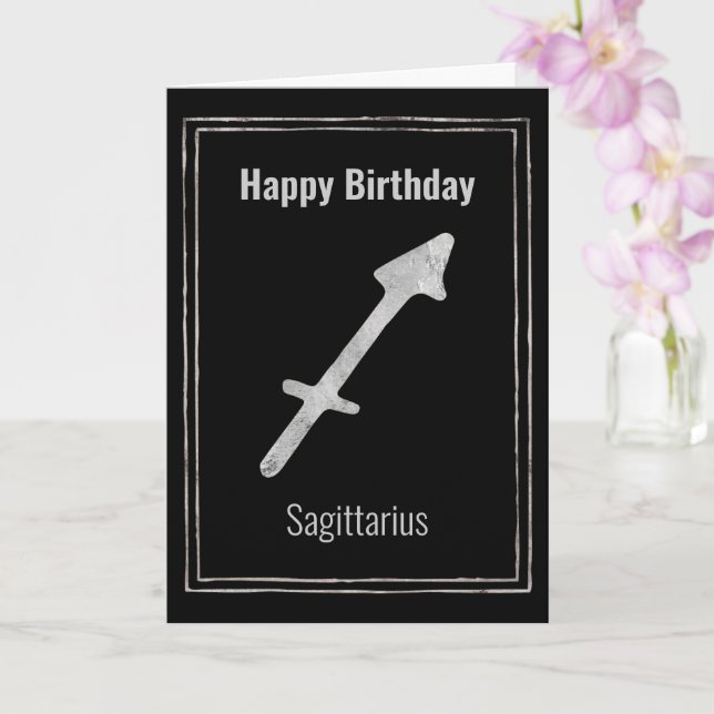 Carte Sagittarius astrologie argent zodiac Joyeux annive (Orchidée)