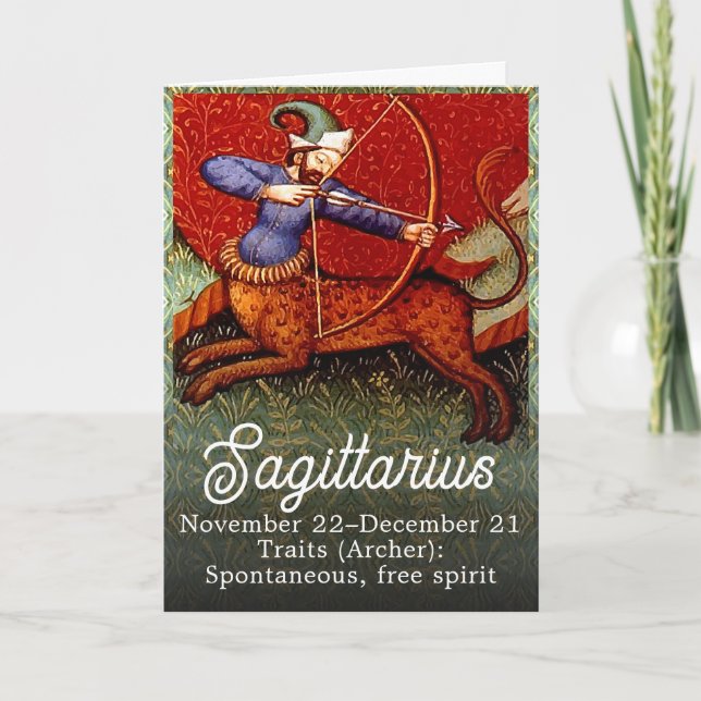 Carte Sagittarius Horoscope Zodiac Art médiéval Annivers (Devant)