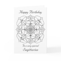 Sagittarius Mandala : Color your own Birthday Card