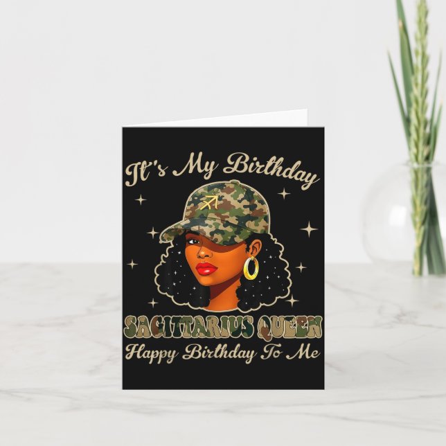 Carte Sagittarius Queen Black Woman With Cap Camo Afro G (Devant)