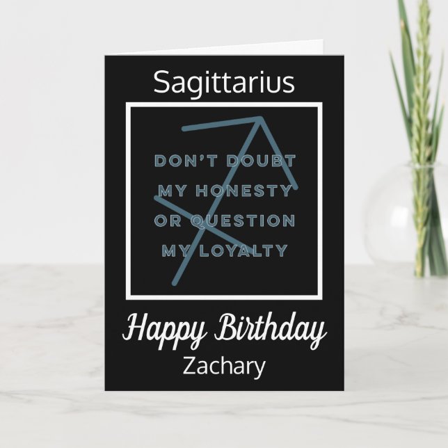 Carte Sagittarius Zodiac Fun Citation Noir & Blanc Anniv (Devant)