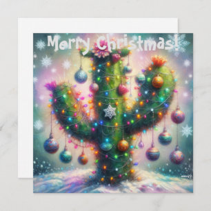 Carte Saguaro Cactus Whimsical Snowflakes