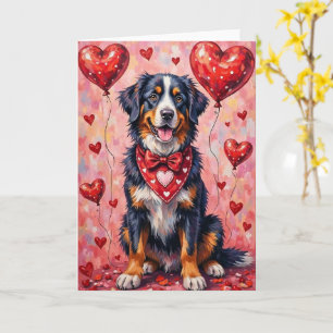 Carte Saint-Bernard à poil long pour la Saint-Valentin a