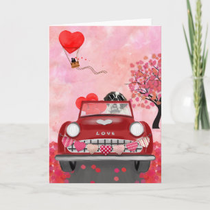 Carte Saint Bernard Chien Voiture avec coeurs Saint Vale