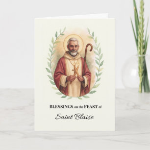 Carte Saint-Blaise Jour de Fête Bénédictions Aquarelle C