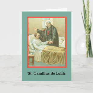 Carte Saint Camille réconfortant une malade (M 021) Blan