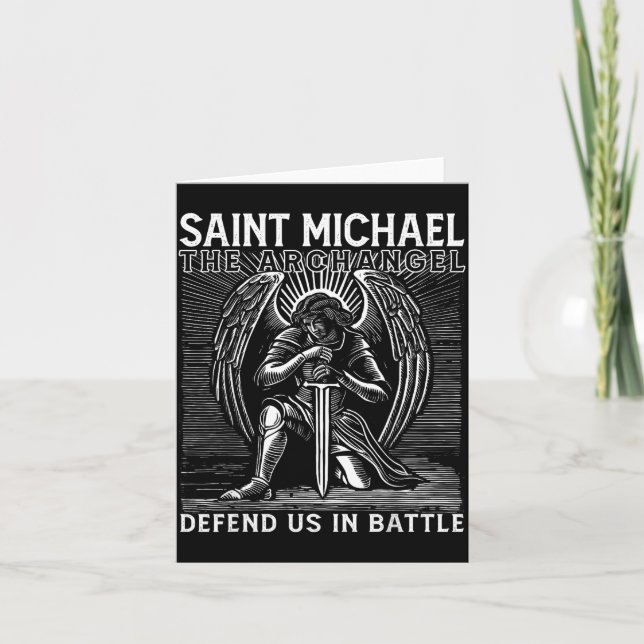 Carte Saint chrétien Michel catholique Saint nous défend (Devant)