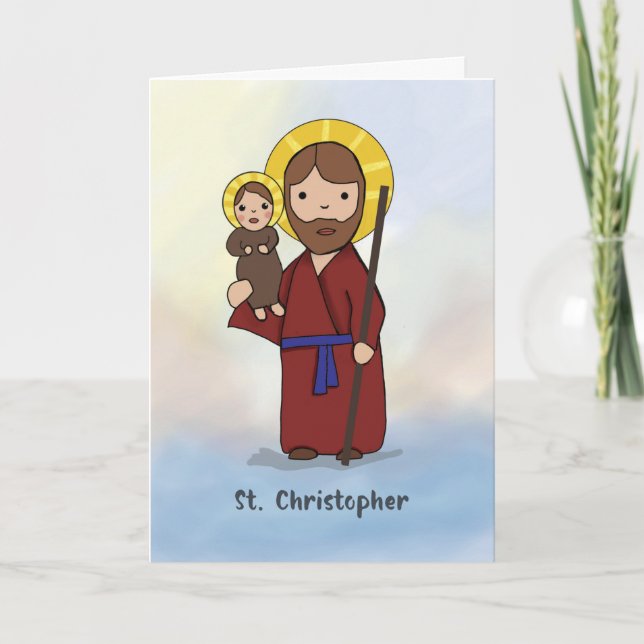 Carte Saint Christopher Fête Fête Simple catholique Sain (Devant)