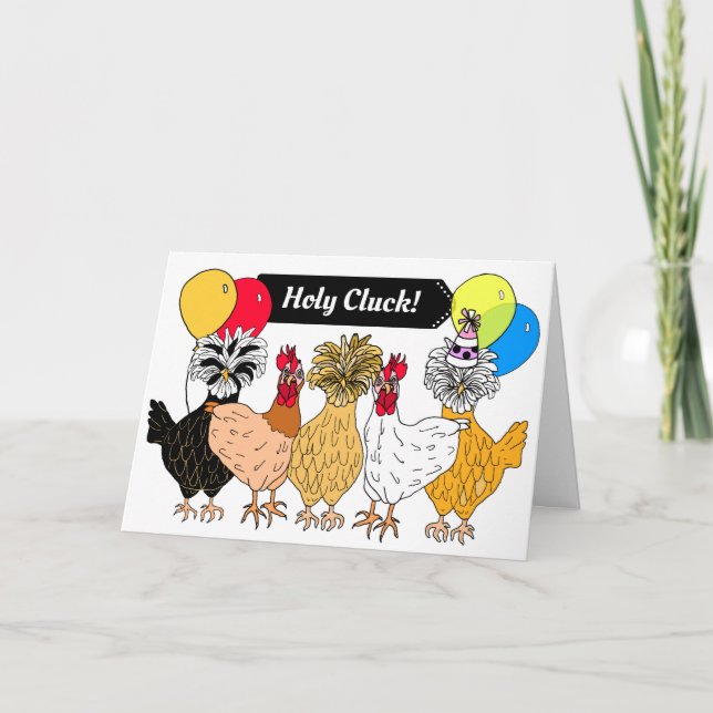 Carte Saint Cluck, Joyeux Puns de poulet d'anniversaire (Devant)