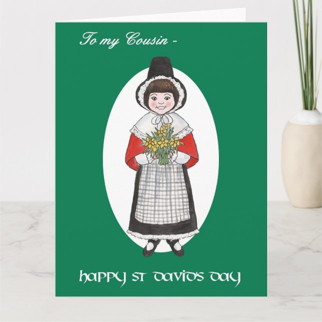 Carte Saint David's Day, Costume gallois, Pour Cousin (Devant)