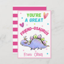 Carte Saint Dinosaur Valentine pour enfant Ami-Osa