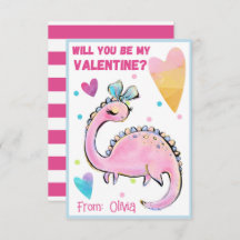 Carte Saint Dinosaur Valentine pour enfants Be Min
