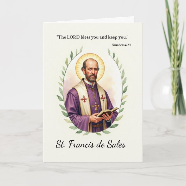 Carte Saint François de Sales dieux paix avec l'écriture (Devant)