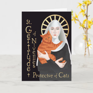 Carte Saint Gertrude de Nivelles, protecteur des chats
