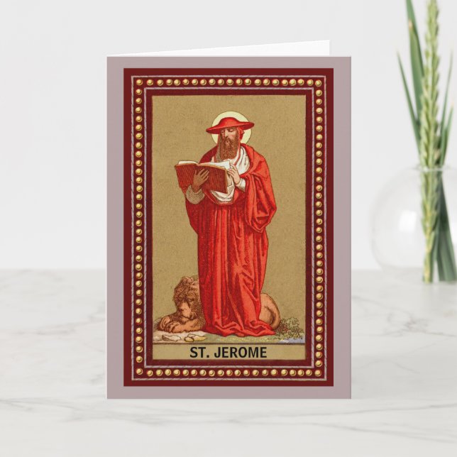 Carte Saint Jérôme, cardinal avec Lion (P 004) (Devant)