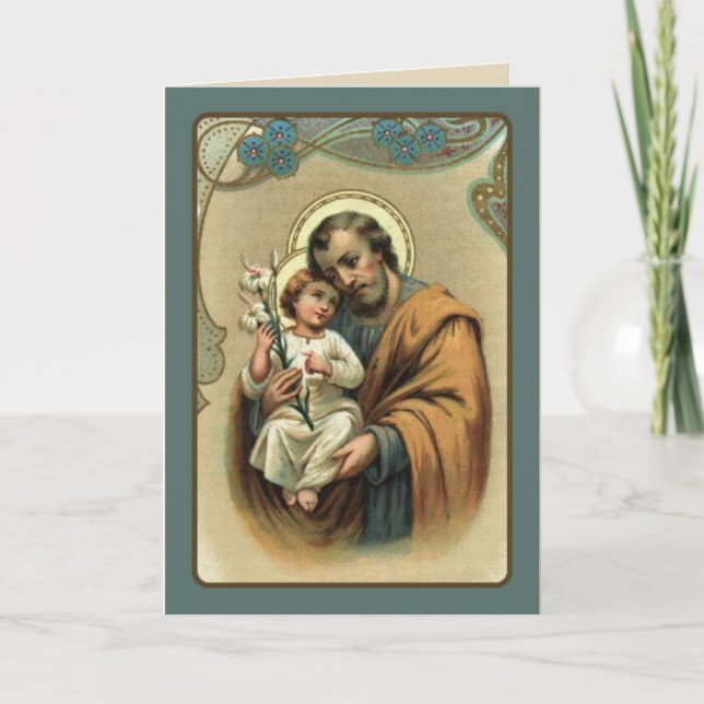 Carte Saint Joseph avec Bébé Jésus (Devant)