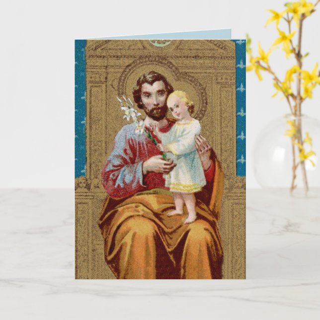 Carte Saint-Joseph avec enfant Jésus-Christ (Fleur jaune)