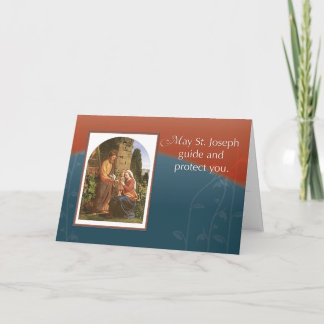 Carte Saint Joseph avec Marie et Jésus et Esprit (Devant)
