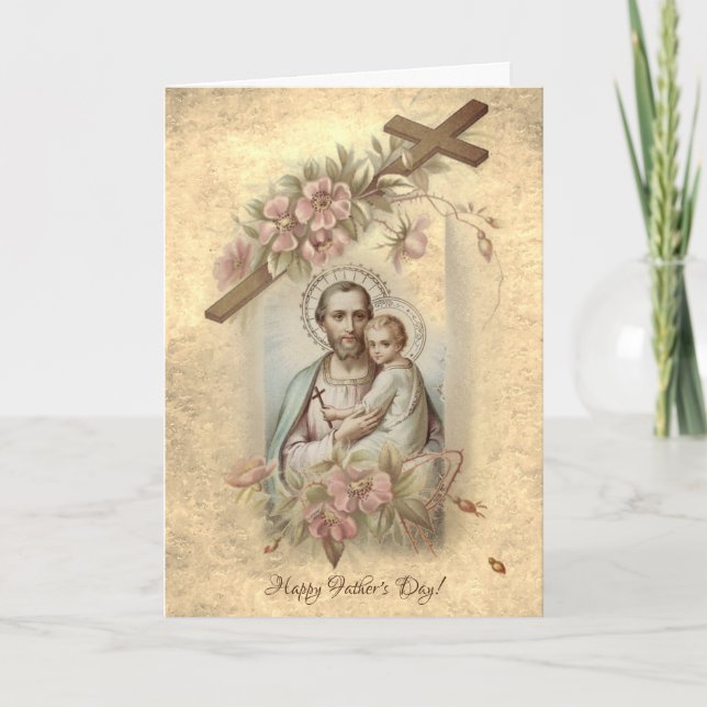 Carte Saint Joseph Enfant Jésus Fête des pères religieus (Devant)