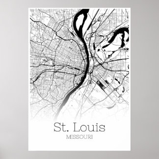 Carte Saint-Louis - Missouri - Poster de la carte 