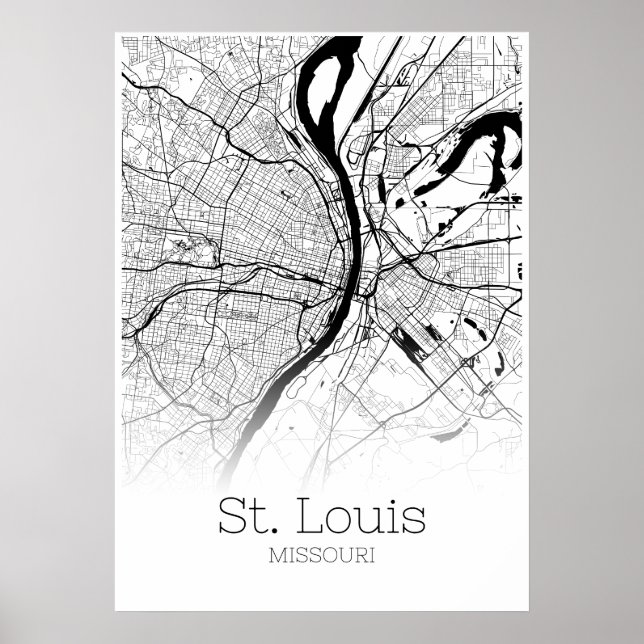 Carte Saint-Louis - Missouri - Poster de la carte  (Devant)