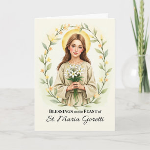 Carte Saint Maria Goretti Fête Bénédiction Lys