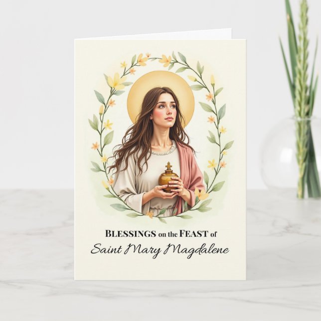 Carte Saint Mary Magdalene Fête Bénédiction Jour Wreath (Devant)