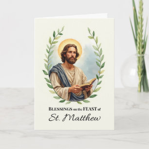 Carte Saint Matthew Fête Bénédiction Jour Fête Couronne
