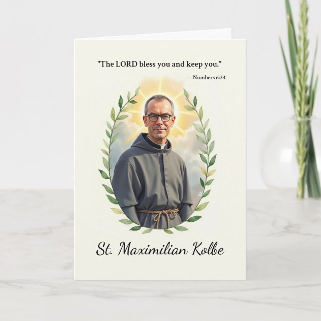 Carte Saint Maximilien Kolbe que la paix et les bénédict (Devant)