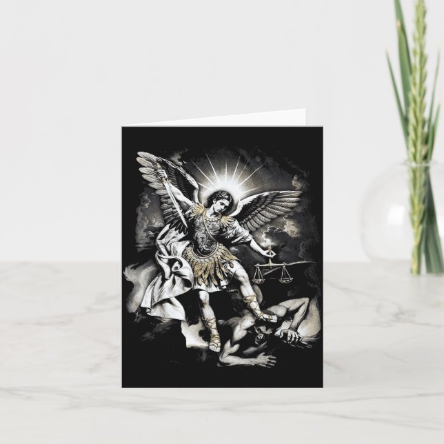 Carte Saint Michael Defeating Satan Archangel Warrior  (Devant)