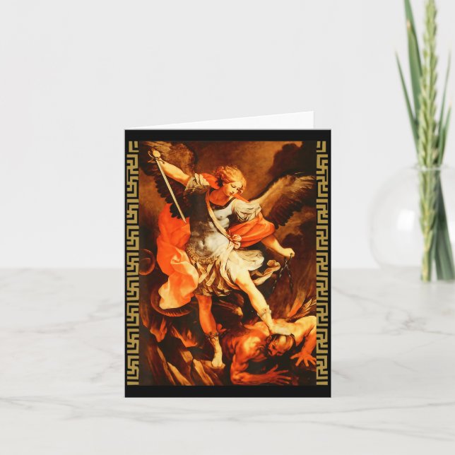 Carte Saint Michel vainquant Satan Archange Guerrier  (Devant)