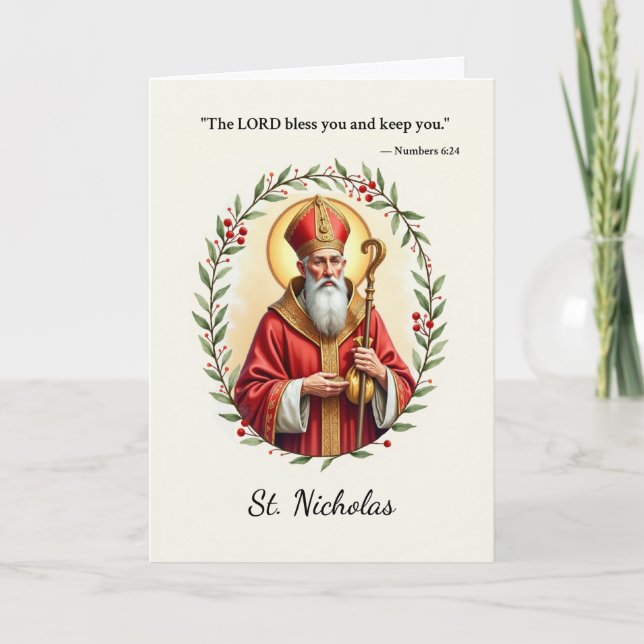 Carte Saint Nicolas Paix et Bénédictions de Dieu Écritur (Devant)