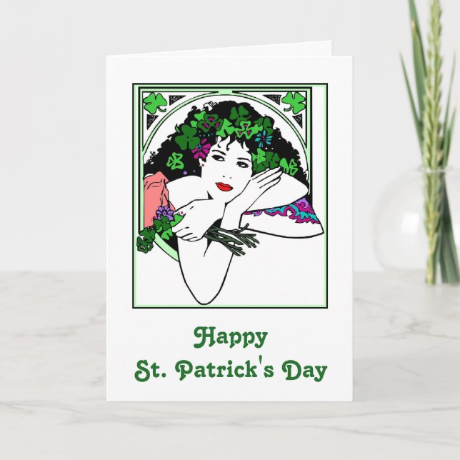 Carte Saint Patrick avec jolie dame (Devant)