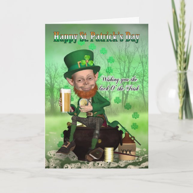 Carte Saint Patrick - avec Leprechaun (Devant)