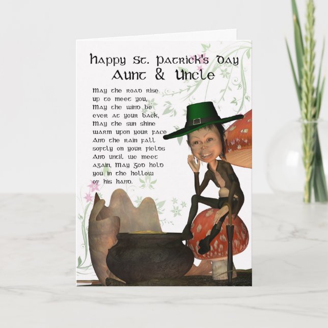 Carte Saint Patrick avec Leprechaun Aunt & Uncl (Devant)