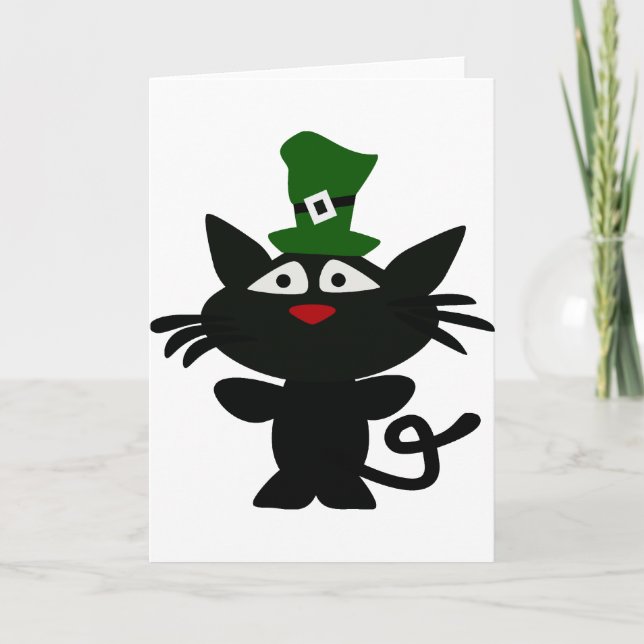 Carte Saint Patrick : Chat noir (Devant)