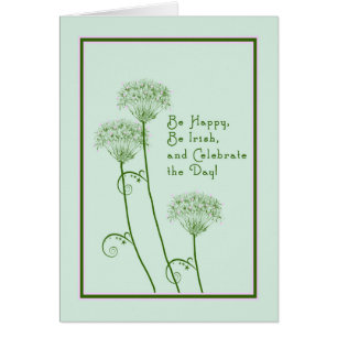 Carte Saint Patrick en vert avec fleurs