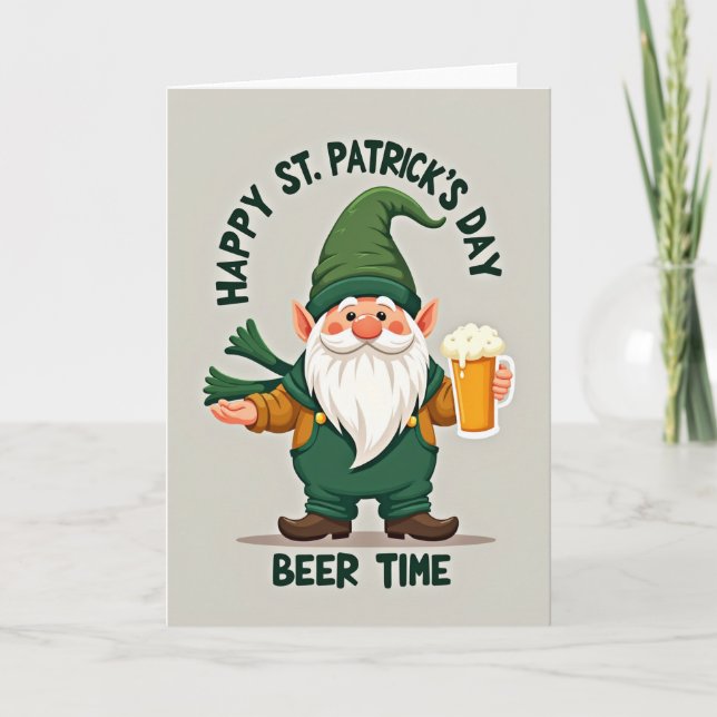 Carte Saint-Patrick Gnome Bière (Devant)
