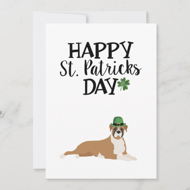 Carte Saint Patrick Jour 5 x 7 Chien de boxe (Devant)